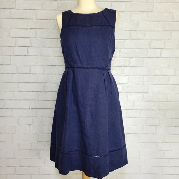 Boden | Dresses | Boden Linen Navy Blue Cotton Lined Dress | Poshmark